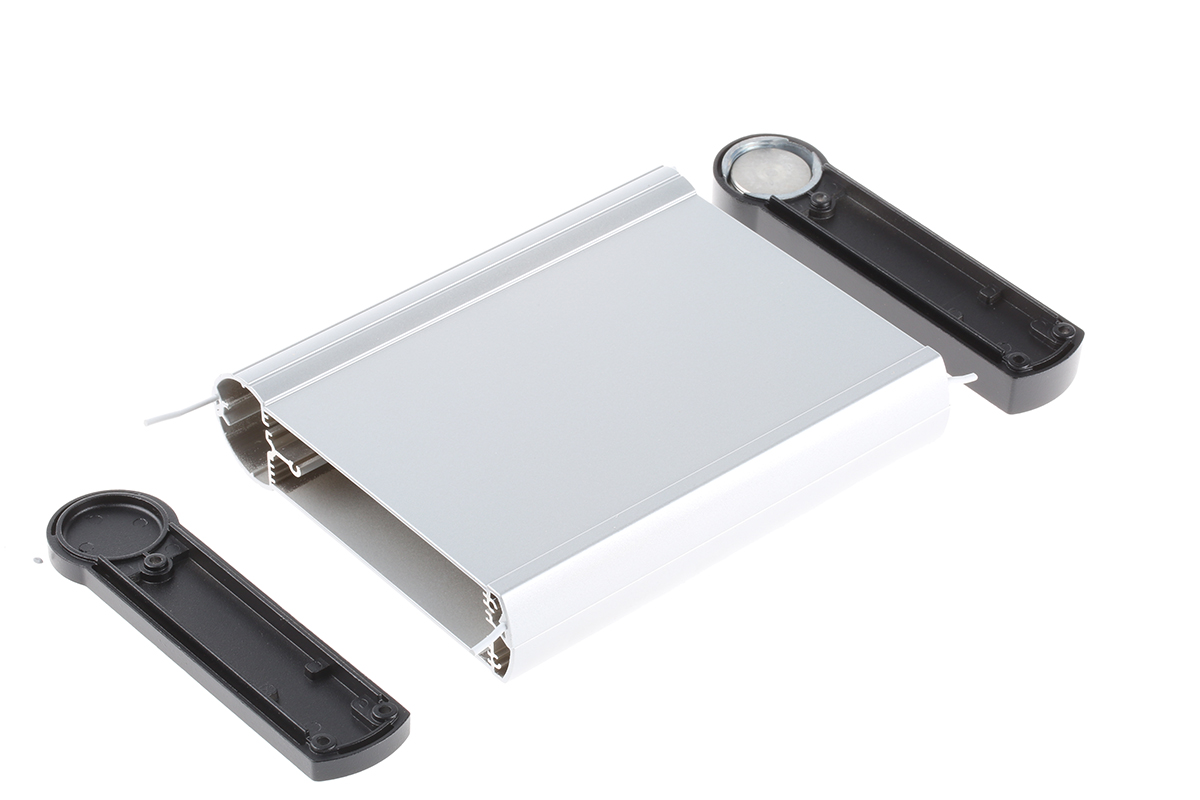 253100165 ROLEC mobilCASE Series Silver, Black Aluminium Handheld Enclosure Integral Battery Compartment Display Window, IP54,