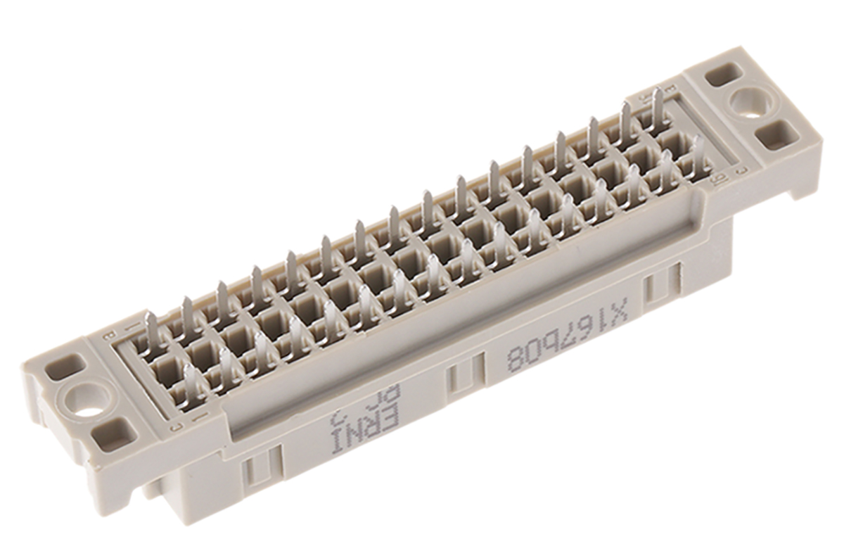 ERNI DIN 41612 32 Way 2.54 mm Pitch, Type Through Hole, Type C/2, Type Solder Class Class C2, 2 Row Female, Straight DIN