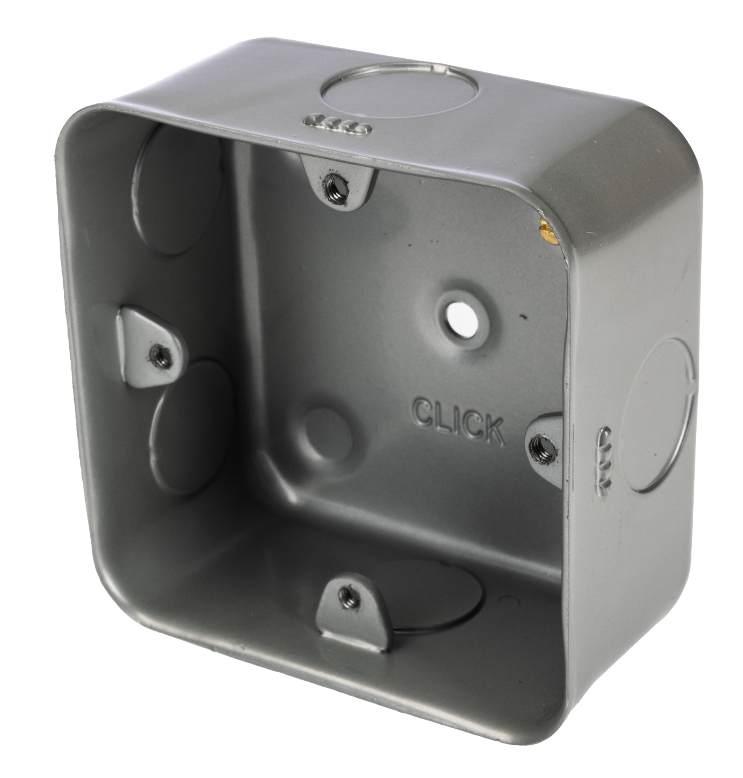 RS PRO CL Grey Metal Metal Back Box, BS, Wall Mount, 1 Gangs 76 mm 76mm 40 mm