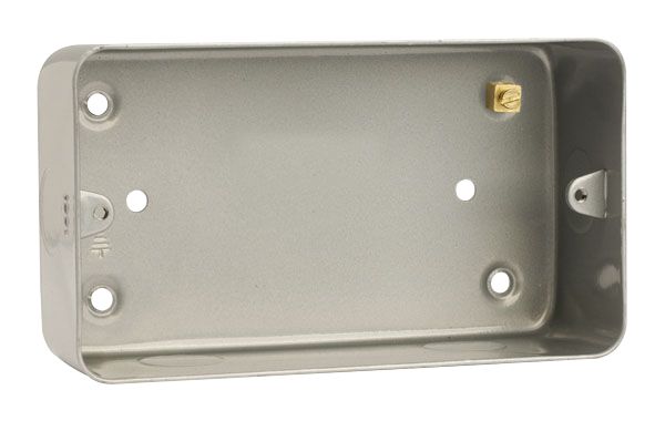 RS PRO CL Grey Metal Metal Back Box, BS, Wall Mount, 2 Gangs 76 mm 136mm 40 mm