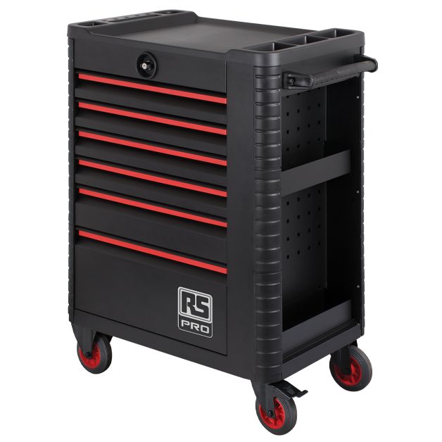 RS PRO 6 Drawer Wheeled Tool Cabinet, Steel