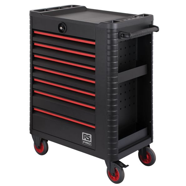 RS PRO 7 Drawer Wheeled Tool Cabinet, Steel