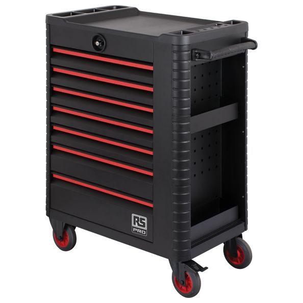 RS PRO 7 Drawer Wheeled Tool Cabinet, Steel