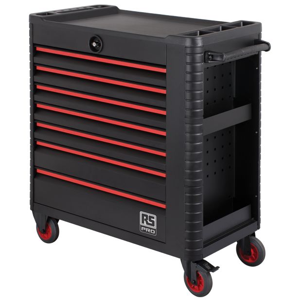 RS PRO 7 Drawer Wheeled Tool Cabinet, Steel