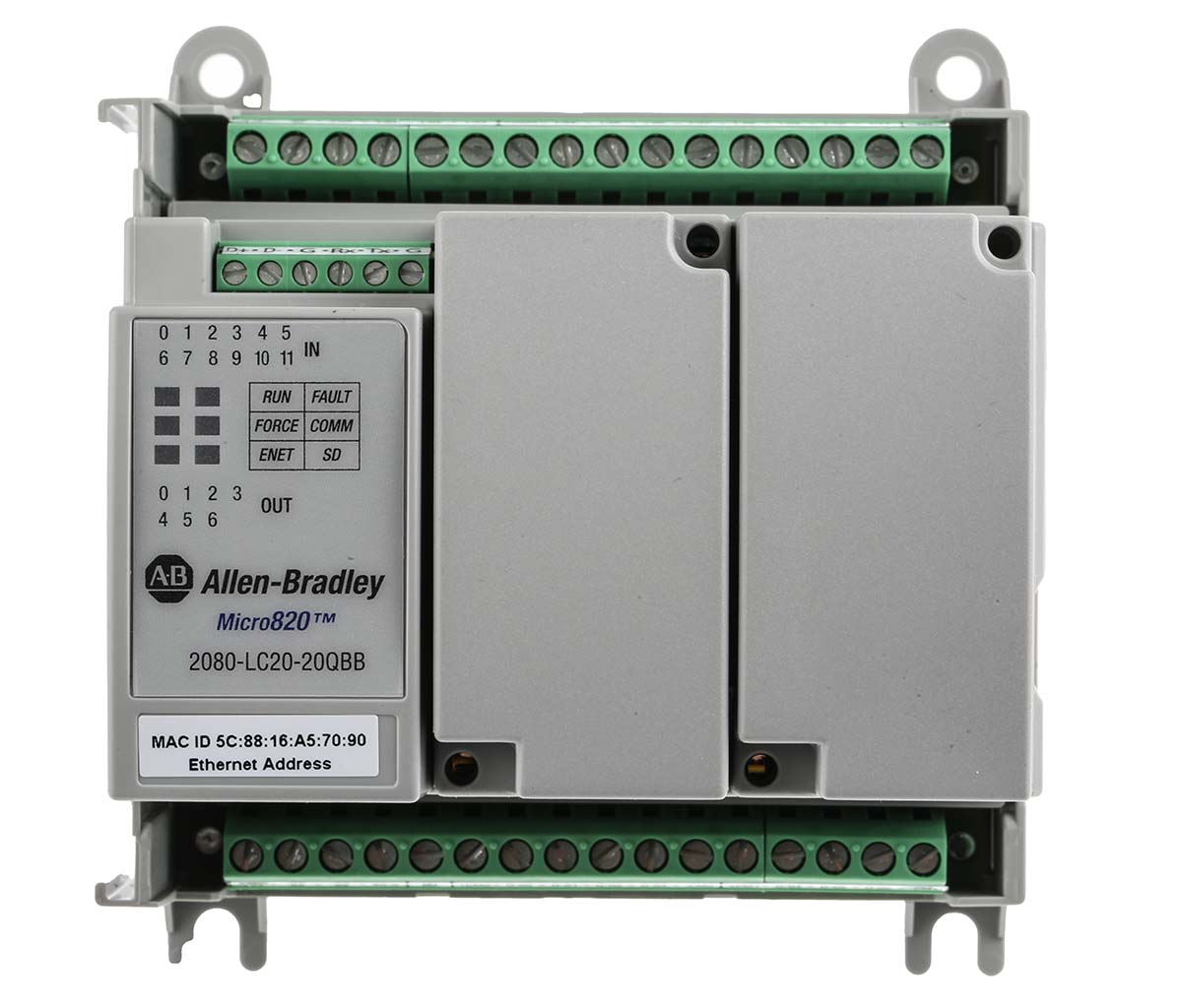 Allen Bradley Micro820 Series PLC CPU for Use with Bulletin 2080, Relay Output, 12-Input, Analogue, DC Input