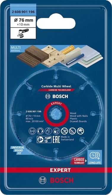 2608901196 Bosch Expert Carbide Cutting Disc, 76mm x 1mm Thick, 1 in pack