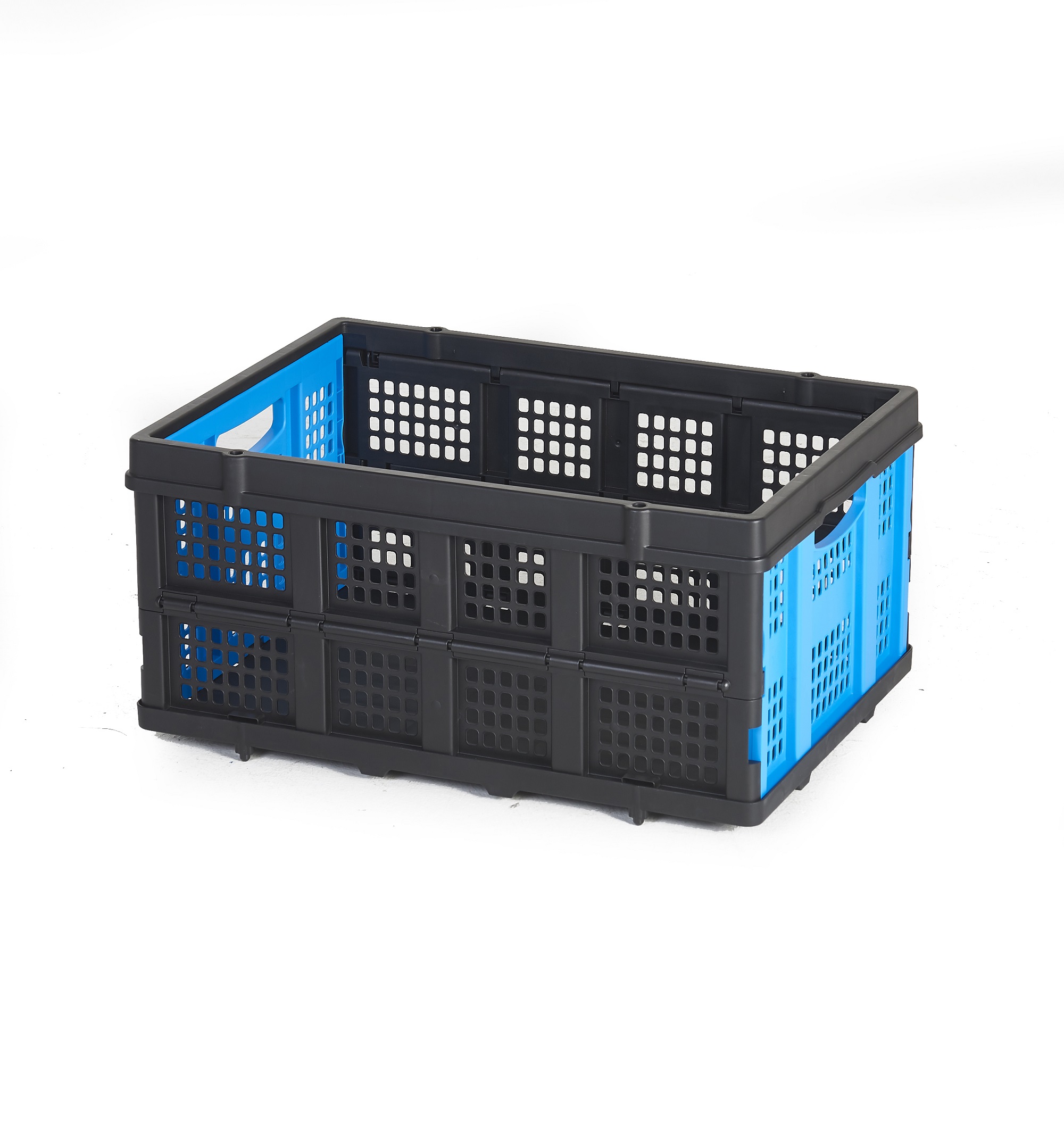 RS PRO Blue, Black Plastic Folding Crate, 260 mm x 400mm x 560 mm