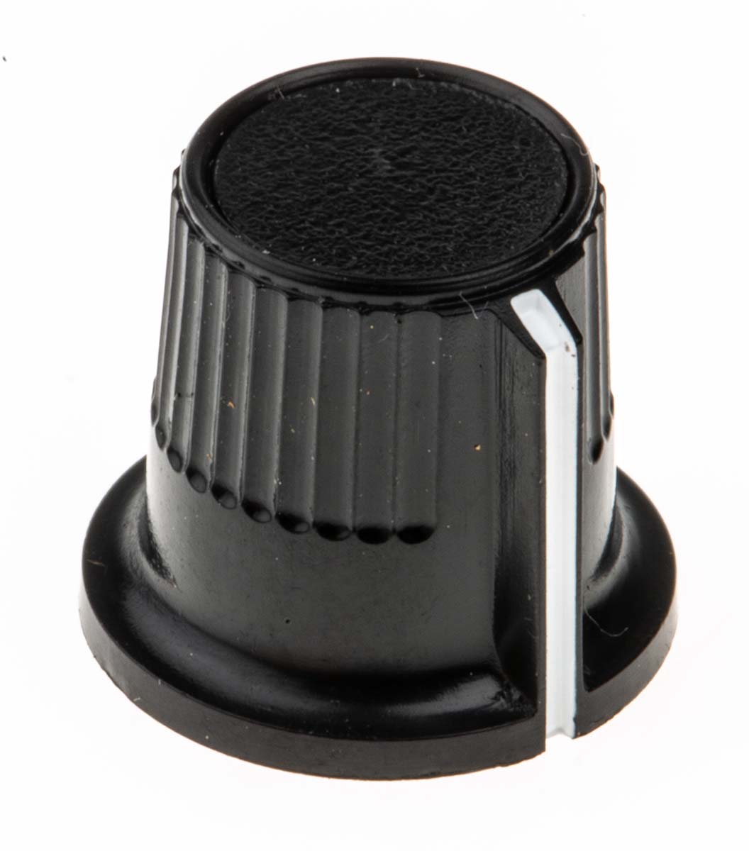 RS PRO 12 mm Knob Diameter Black Potentiometer Knob for 4 mm Shaft Circular
