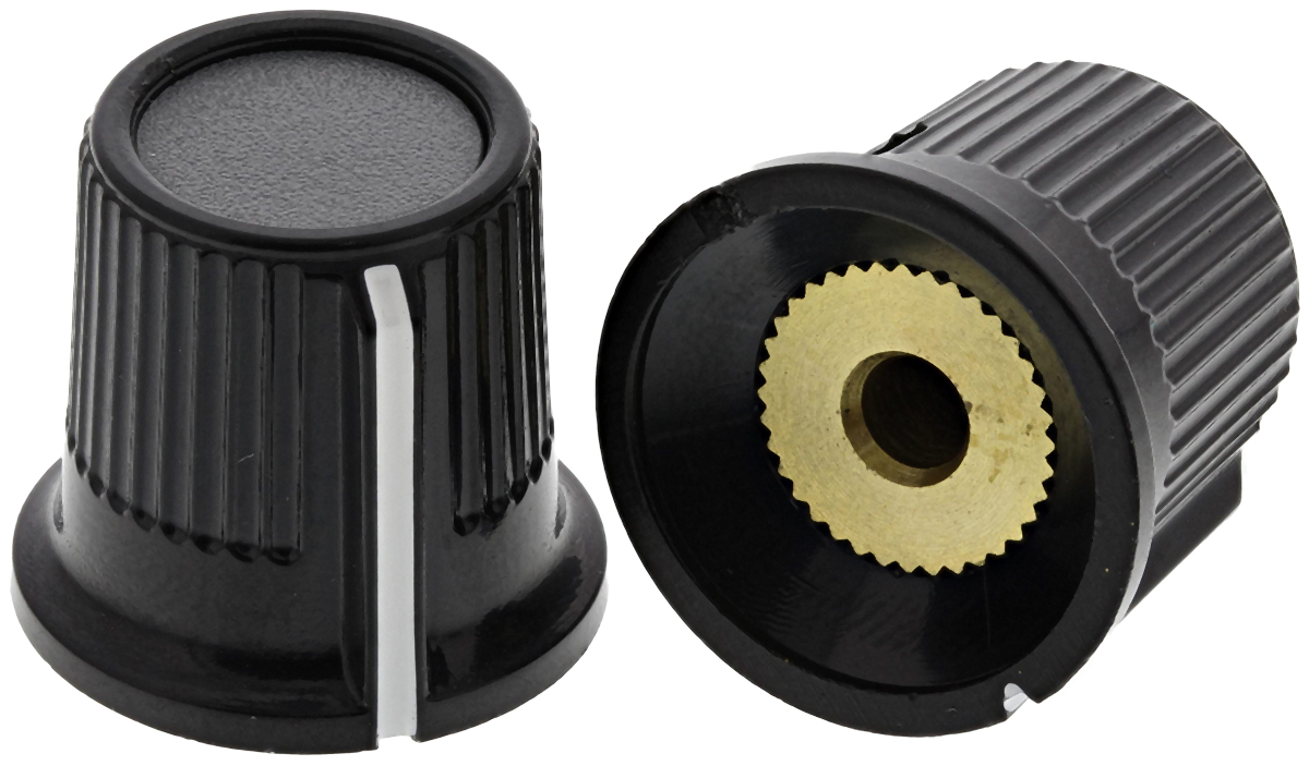 RS PRO 16 mm Knob Diameter Grey, Black Potentiometer Knob for 3.2 mm Shaft Circular