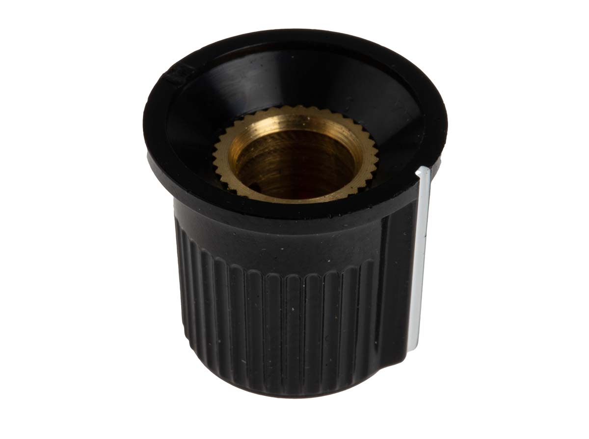 259-6935 RS PRO 16.2 mm Knob Diameter Red, Black Potentiometer Knob for 6.35 mm Shaft Circular