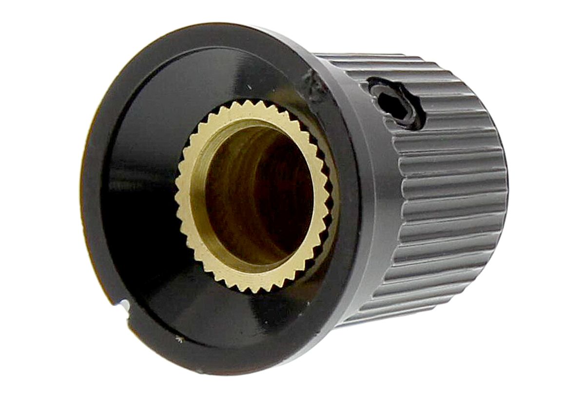 RS PRO 16.2 mm Knob Diameter Black, Grey Potentiometer Knob for 6.35 mm Shaft Circular