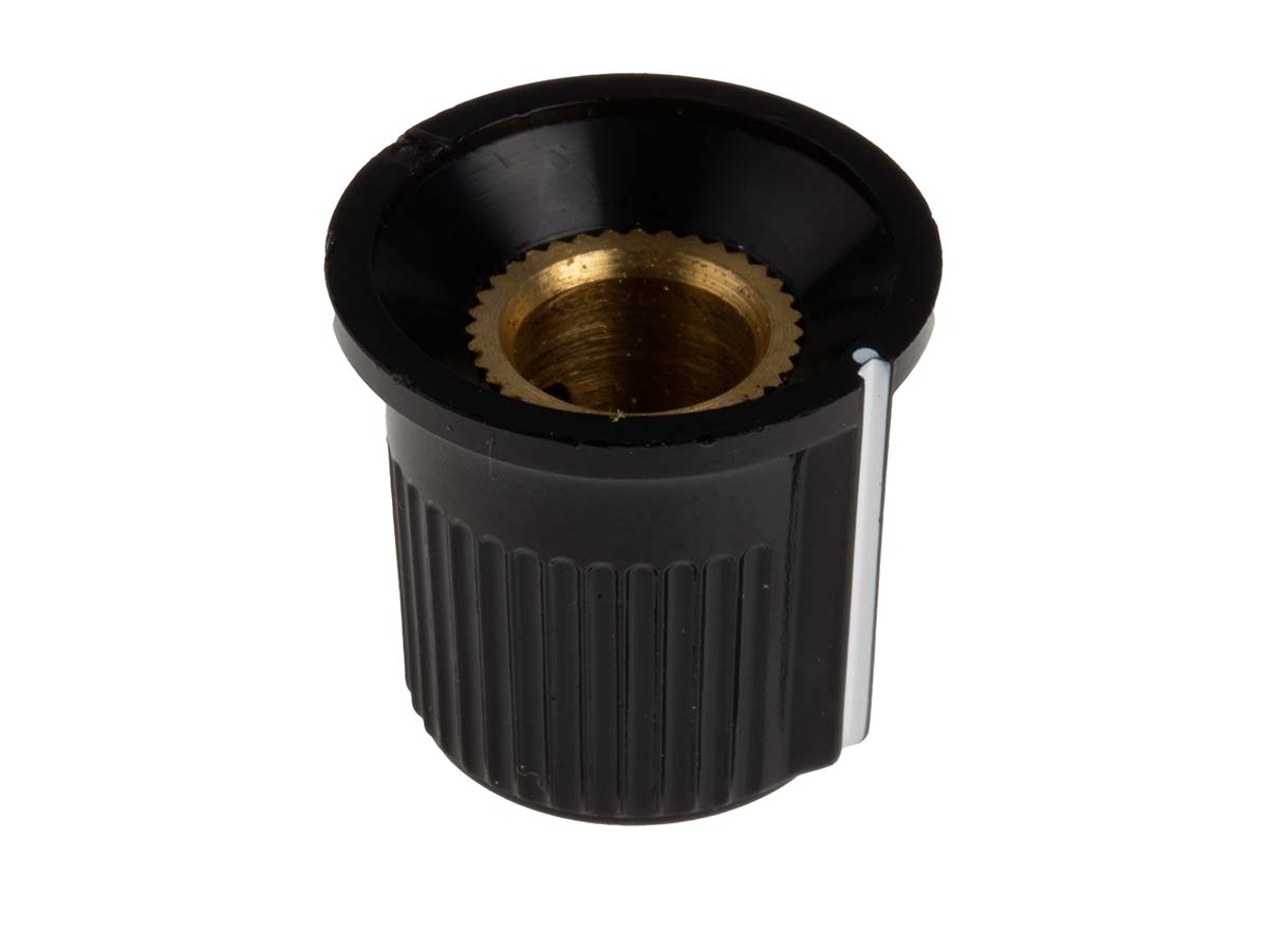 259-6957 RS PRO 16.2 mm Knob Diameter Grey, Black Potentiometer Knob for 6.35 mm Shaft Circular