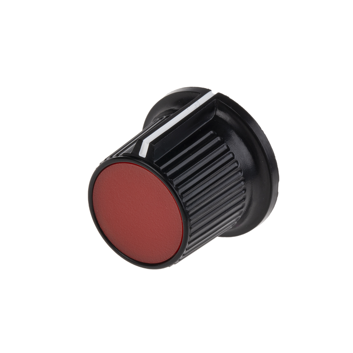 RS PRO 21 mm Knob Diameter Red, Black Potentiometer Knob for 6.35 mm Shaft Circular