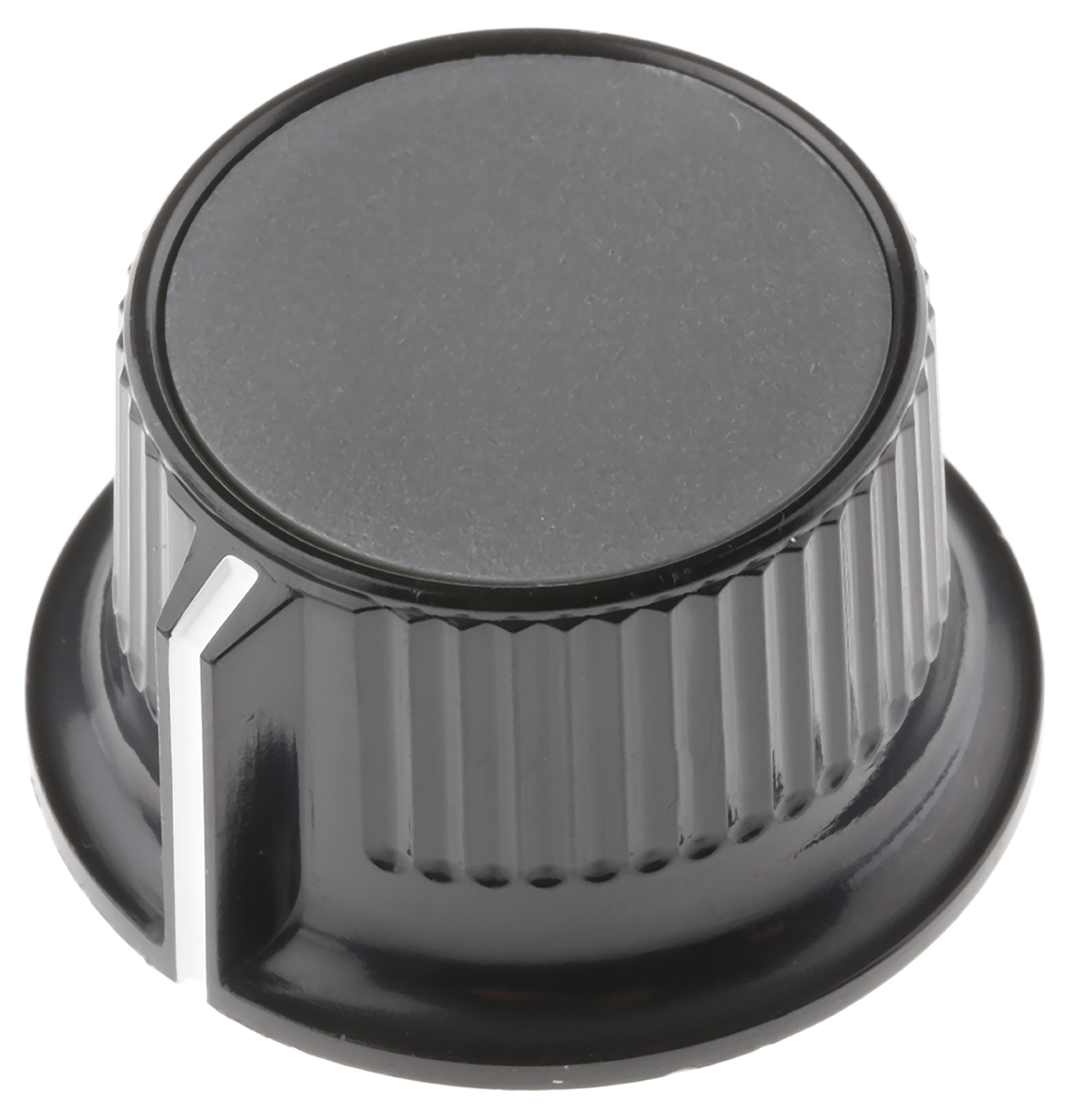 RS PRO 28 mm Knob Diameter Black, Grey Potentiometer Knob for 6.4 mm Shaft Circular