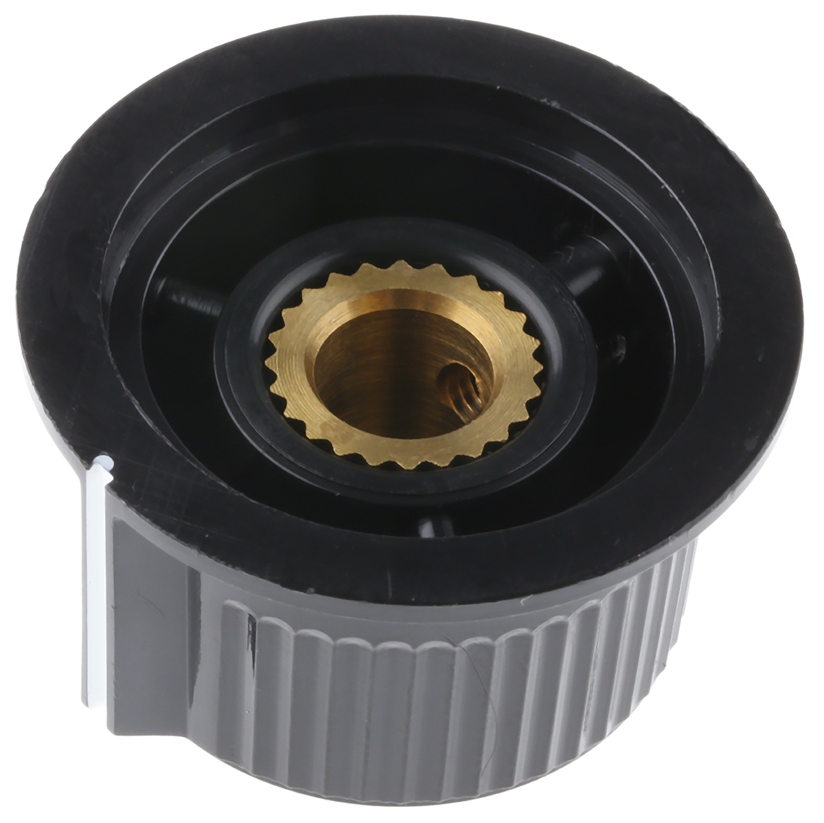 259-7017 RS PRO 28 mm Knob Diameter Black, Grey Potentiometer Knob for 6.4 mm Shaft Circular