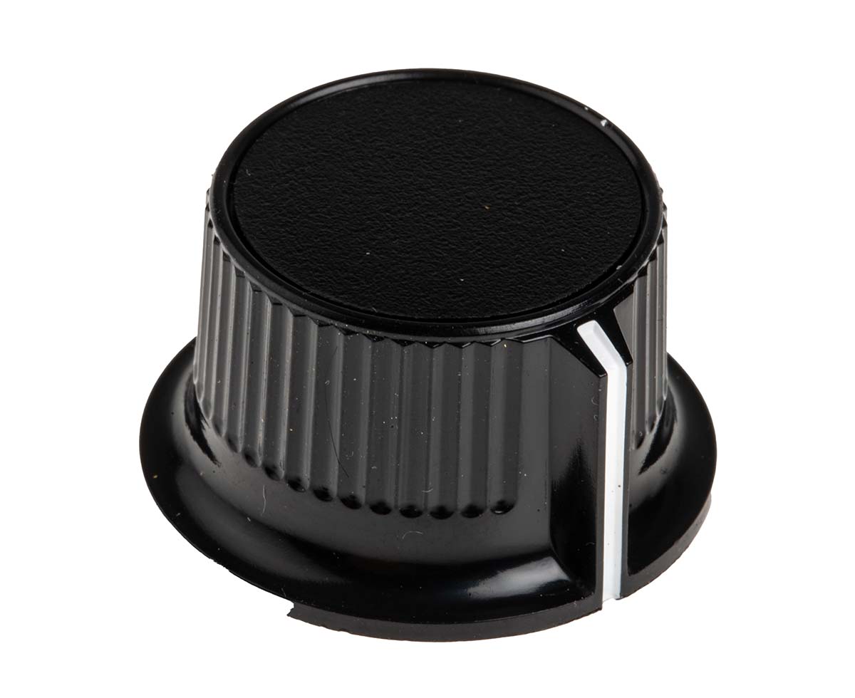RS PRO 28 mm Knob Diameter Black Potentiometer Knob for 6 mm Shaft Circular