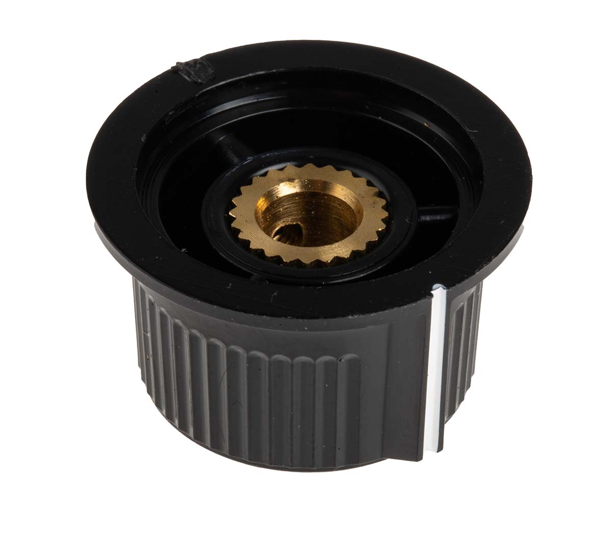 259-7039 RS PRO 28 mm Knob Diameter Black Potentiometer Knob for 6 mm Shaft Circular