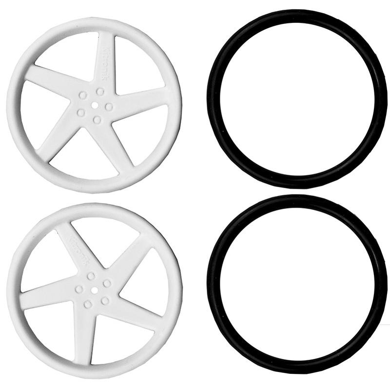 Kitronik 2593-SV BBC Micro:bit Add-on Kitronik Pair of 5 Spoke Wheels - White