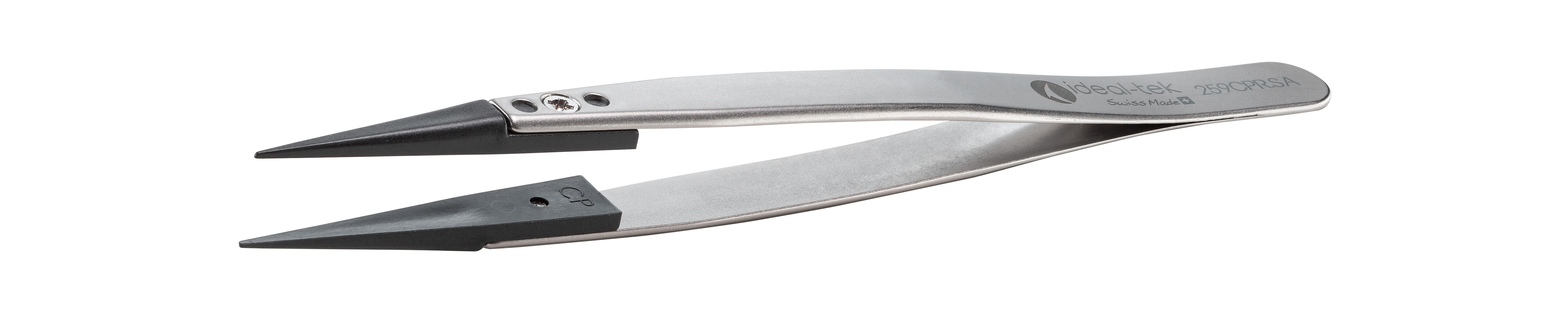 ideal-tek 130mm Polyetheretherketone, Stainless Steel Pointed, Straight, Fine, Strong ESD Safe Tweezer