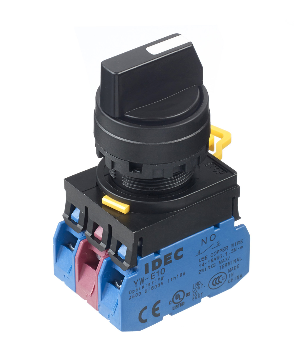 Idec Selector Switch - (DPDT) 22mm Cutout Diameter, Illuminated 3 Positions
