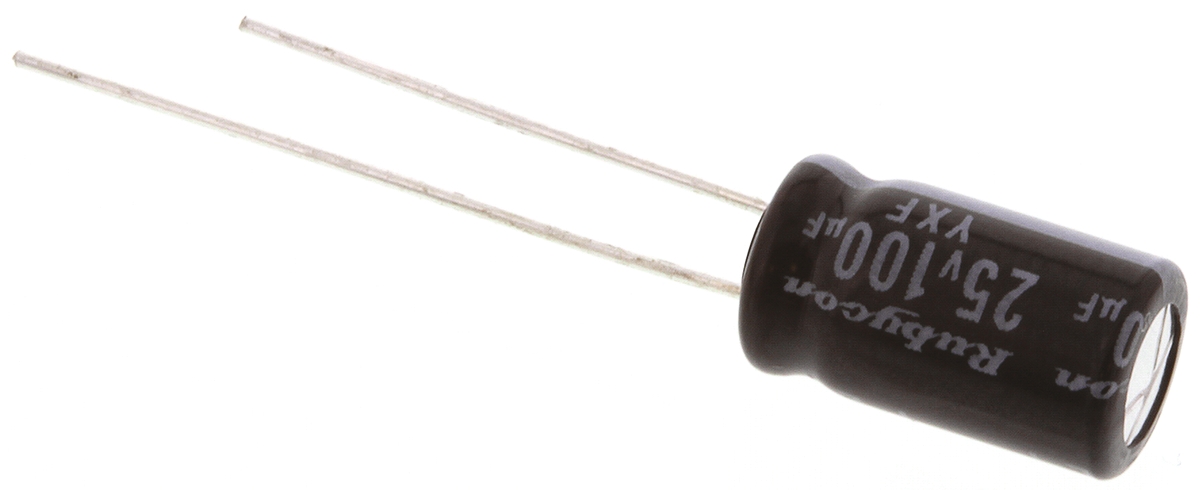 Rubycon 100 μF Capacitor 25V dc, Radial, Through Hole - 25YXF100M6.3X11 Solder