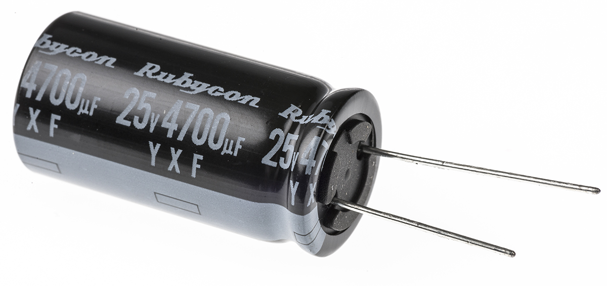 Rubycon 4700 μF Capacitor 25V dc, Radial, Through Hole - 25YXF4700M18X35.5