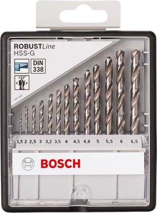 2607010538 Bosch 13-Piece Twist Set for Metal, 6.5 mm Max, 1.5 mm Min, HSS Bits