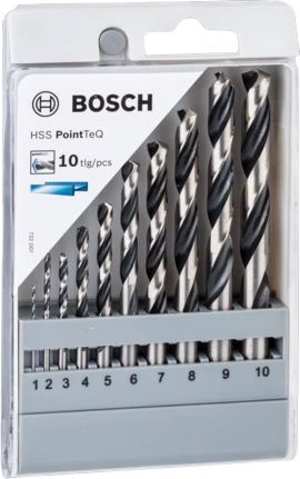 2608577348 Bosch 10-Piece Twist Set for Metal, 10 mm Max, 1 mm Min, Steel Bits
