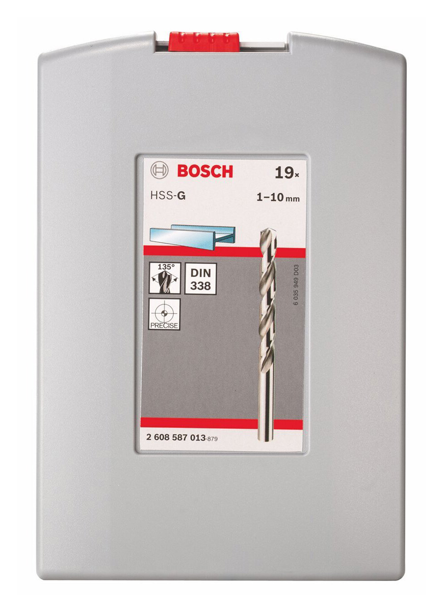 2608587013 Bosch 19-Piece Twist Set for Metal, 10 mm Max, 1 mm Min, HSS-G Bits