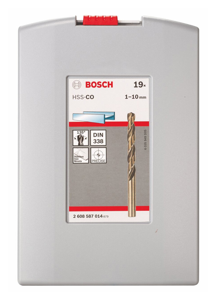 2608587014 Bosch 19-Piece Twist Set for Metal, 10 mm Max, 1 mm Min, HSS-Co Bits