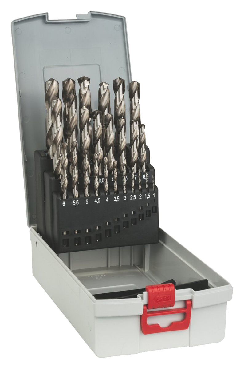 Bosch 25-Piece Twist Set for Metal, 13 mm Max, 1 mm Min, HSS-G Bits