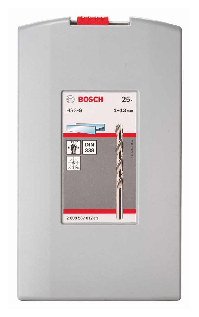 2608587017 Bosch 25-Piece Twist Set for Metal, 13 mm Max, 1 mm Min, HSS-G Bits