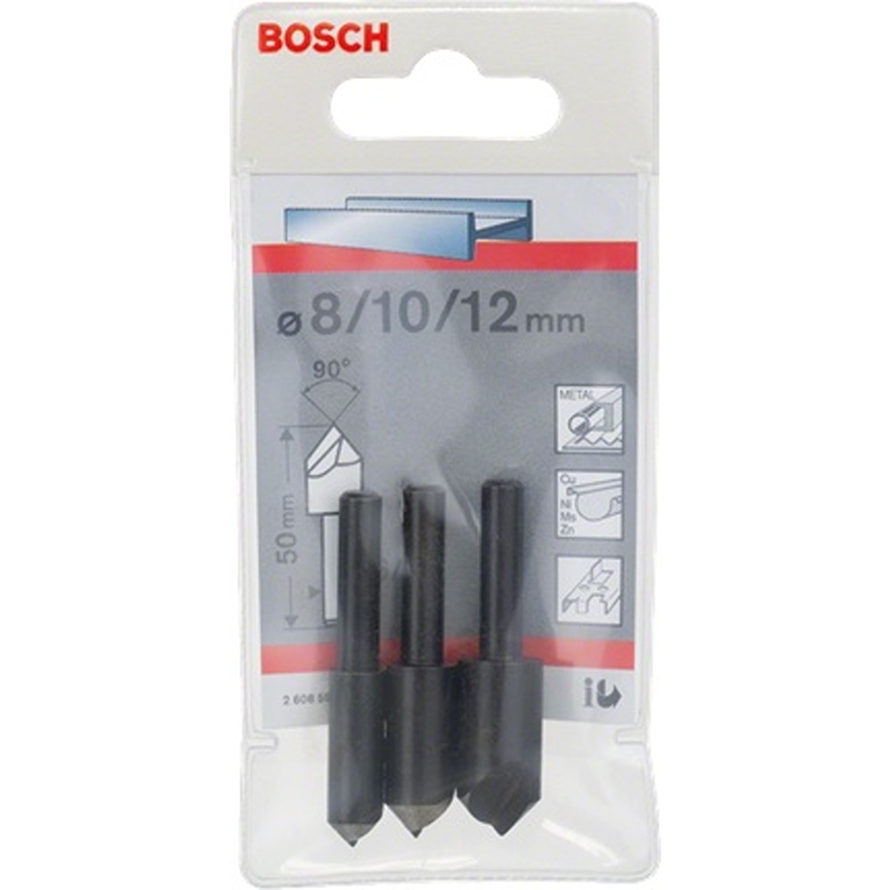 Bosch High Speed Steel Countersink Set, 8 mm Head, 3 Piece(s)