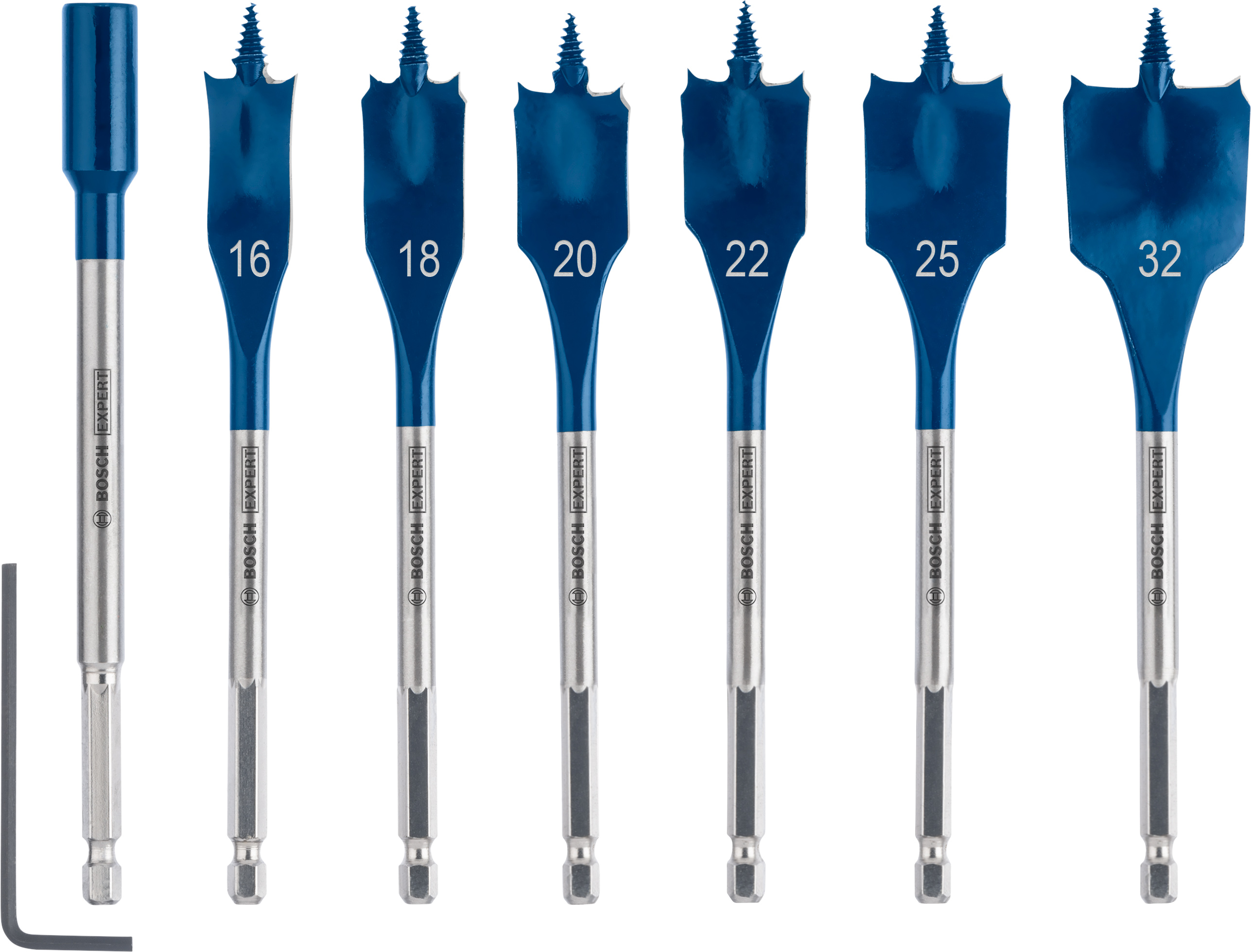 Bosch 7-Piece Spade Bit Set for Multi-Material, 32 mm Max, 16 mm Min