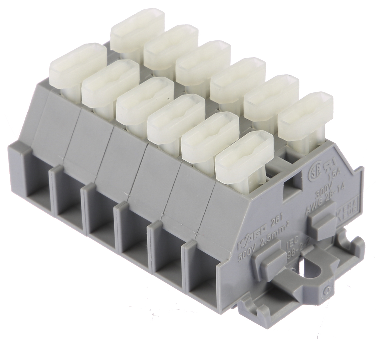 WAGO 261-106/341-000 261 Series Terminal Strip Grey, 2.5mm², 1-Level, Cage Clamp