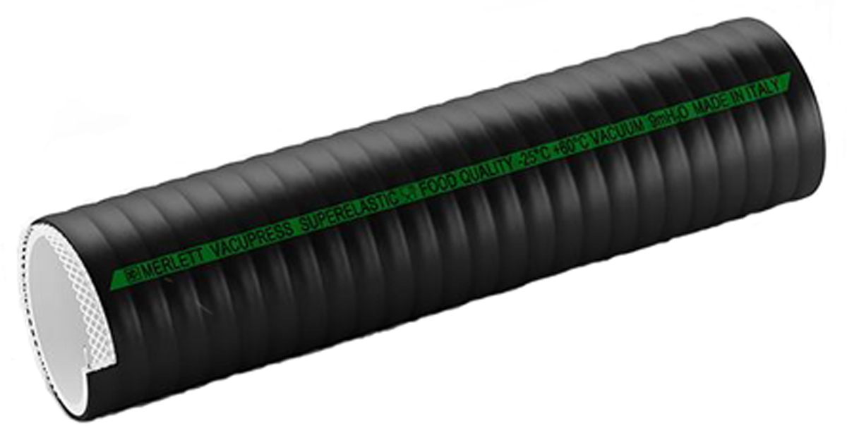 Contitech Polyvinyl Chloride, Hose Pipe, 63 mm ID, 77 mm OD, Black, 5 m
