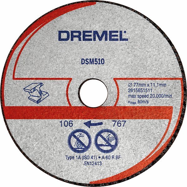 Dremel DSM510 Reinforced Abrasive, 77 mm x 5 mm Thick, 3 Grit