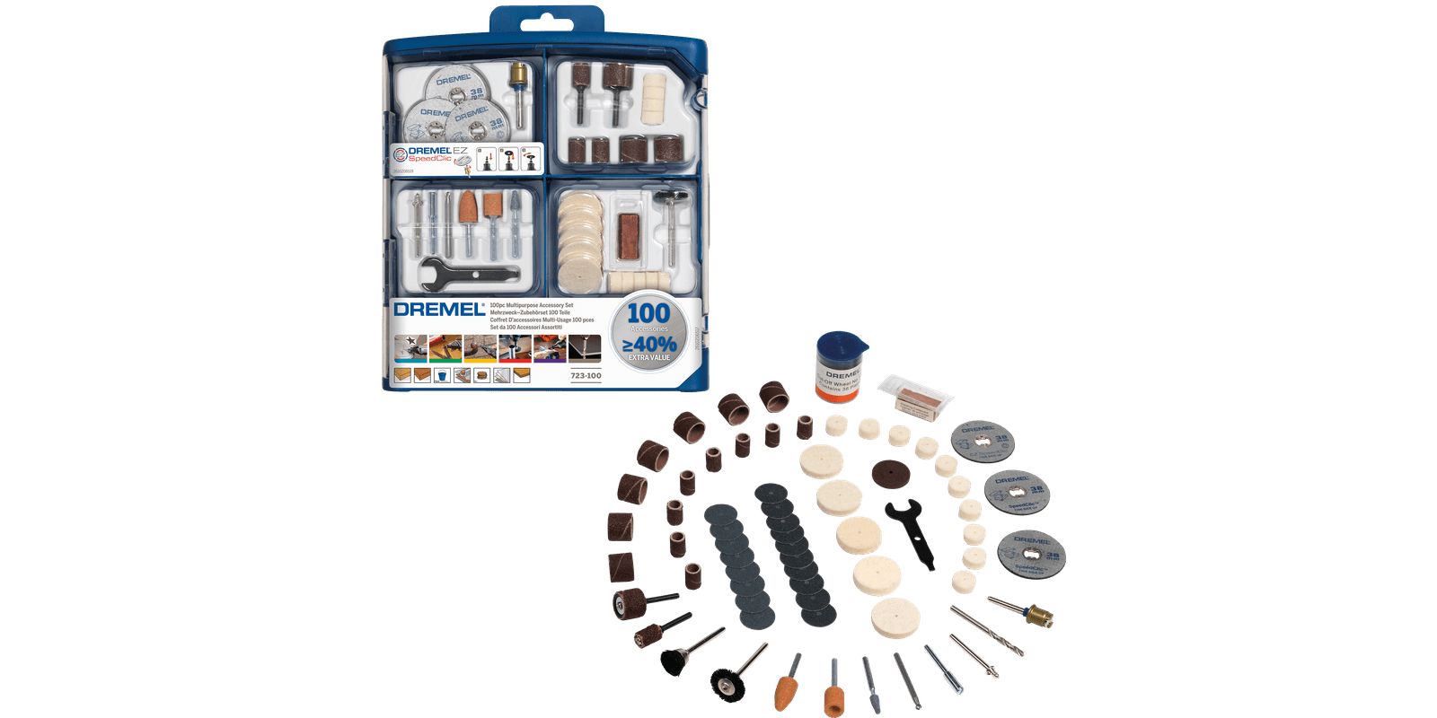 2615s723ja Dremel 100-Piece Multi-Purpose Modular Accessory Set for use with Dremel Tools