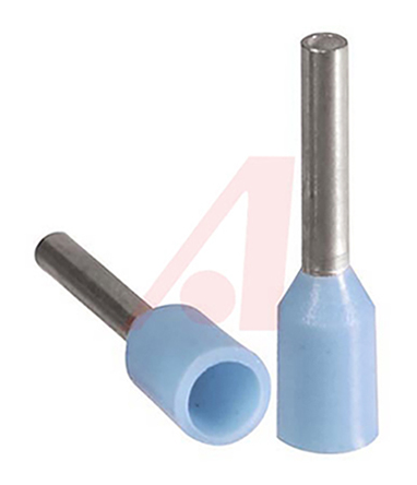 Altech Insulated Crimp Bootlace Ferrule, 6 mm Pin Length, 1.2 mm Pin Diameter, Blue to 22 AWG Wire Size