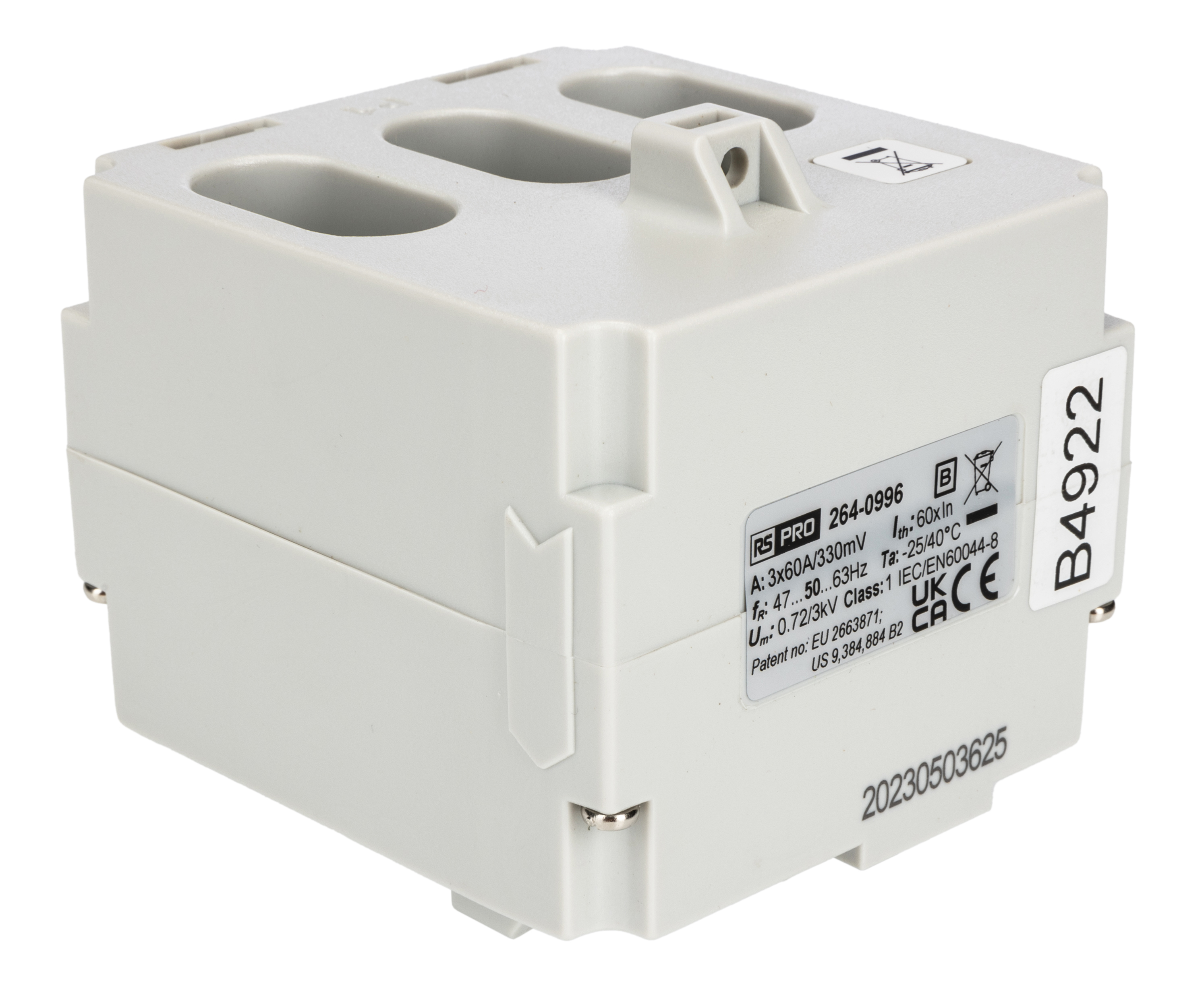 264-0996 RS PRO Current Transformer 60 A 330mV 21 mm Bore