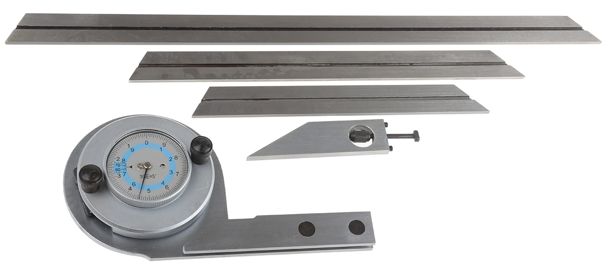 RS PRO Metric Bevel Protractor, 300 mm Steel Blade