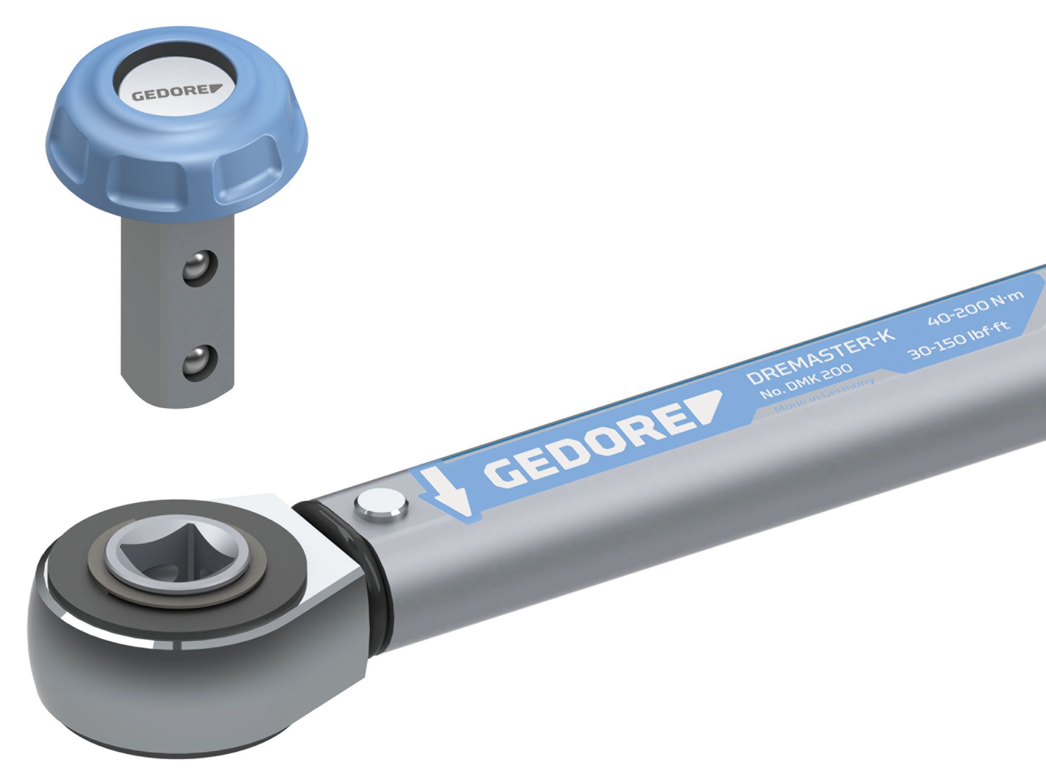 2641240 Gedore Click Torque Wrench, 40 To 200 Nm, 1/2 in Drive, Square Drive, 514.5mm Overall