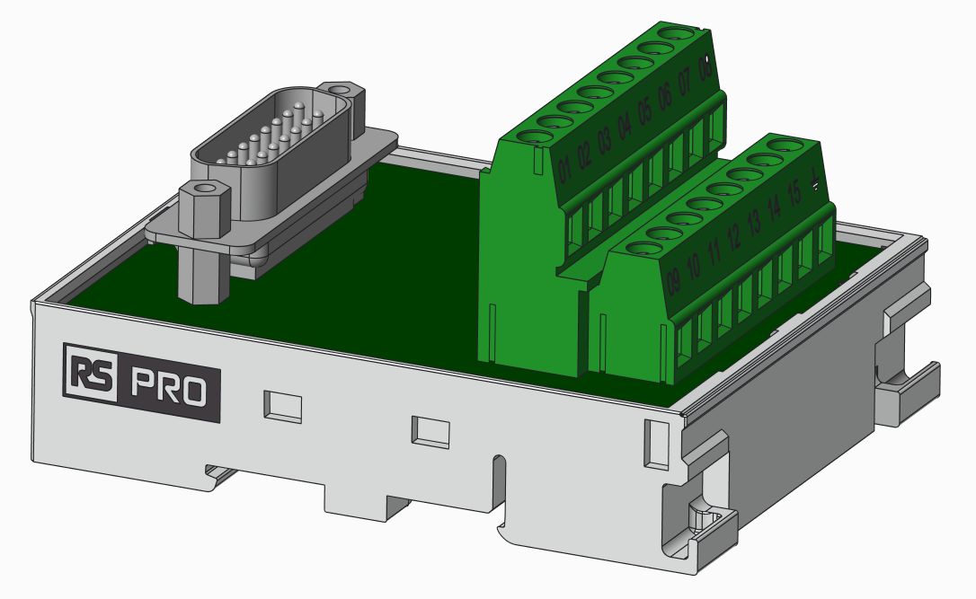 RS PRO C515S Series 15-Contact Male Interface Module, D-Sub Connector, DIN Rail, 1A