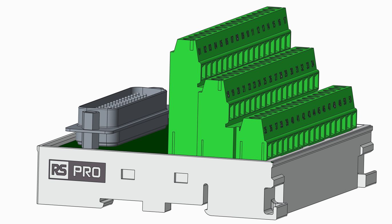 RS PRO C550S Series 50-Contact Male Interface Module, D-Sub Connector, DIN Rail, 1A