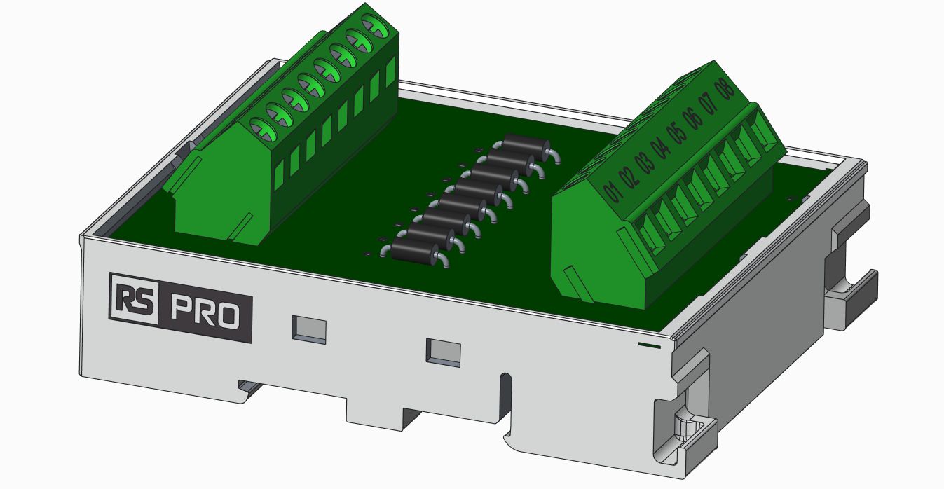RS PRO C608SD01 Series 8-Contact Female Interface Module, Screw Connector, DIN Rail, 0.25A