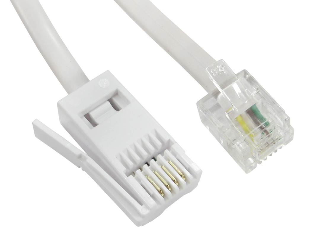 RS PRO Male RJ11 to Male BT Telephone Cable, White Sheath, 2 m