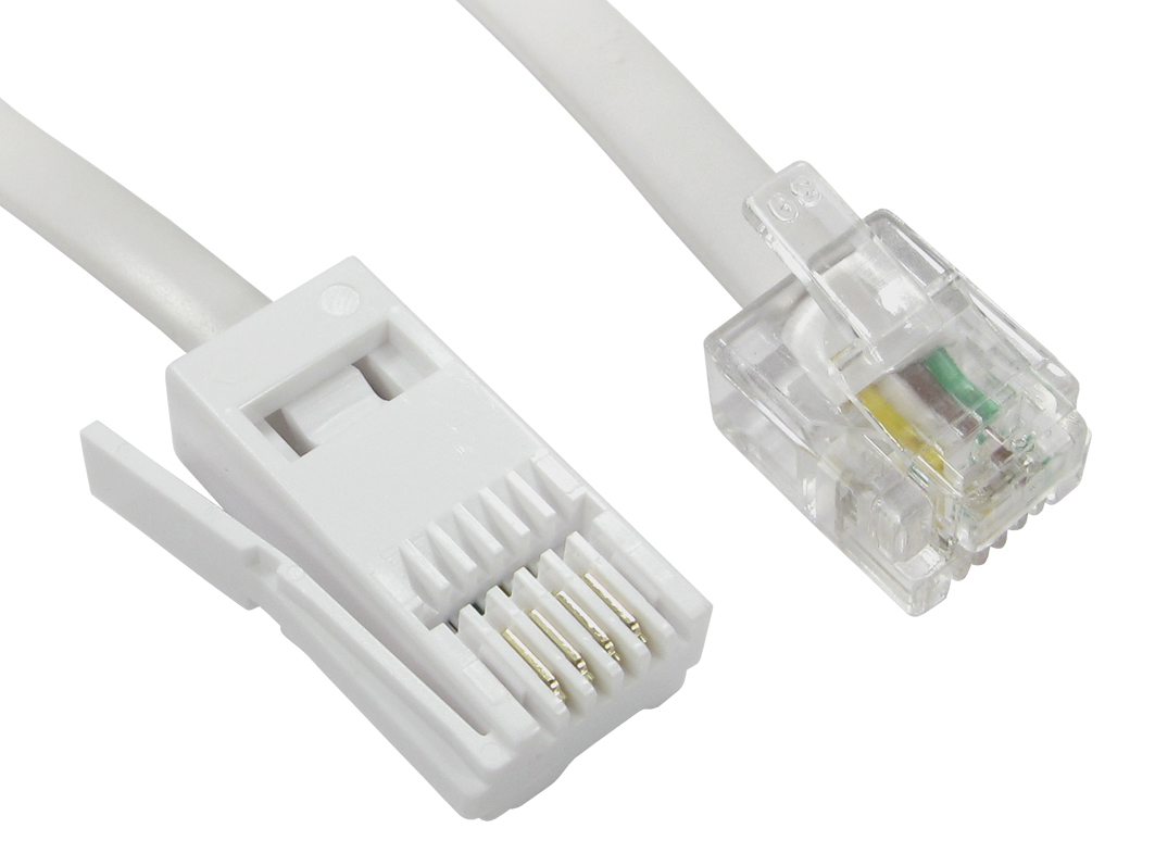 RS PRO Male RJ11 to Male BT Telephone Cable, White Sheath, 2 m