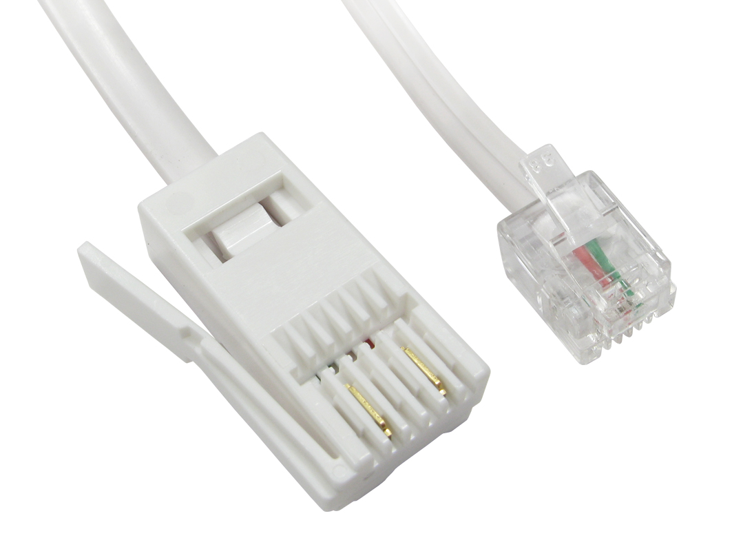 RS PRO Male RJ11 to Male BT Telephone Cable, White Sheath, 3 m