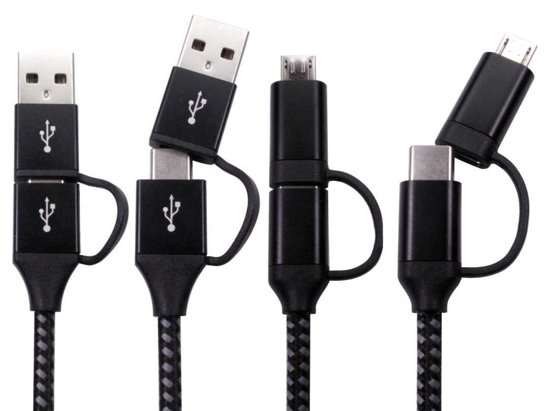 RS PRO USB Cable, Male USB Type A, USB Type C to Male, USB 2.0 Micro USB Type B, USB Type C, Black, 1 m