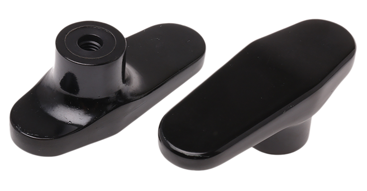 RS PRO Black Duroplast 1-Arm Clamping Knob, M8, Threaded Through Hole